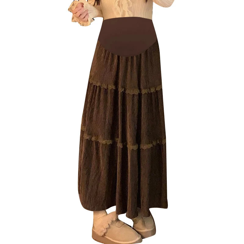 Gonna Lunga Premaman Elegante in Pizzo | Vita Alta & Volant