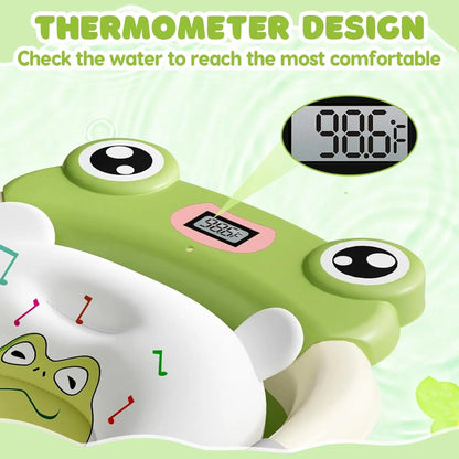 Vasca Bagnetto Neonato Pieghevole con Termometro e Cuscino