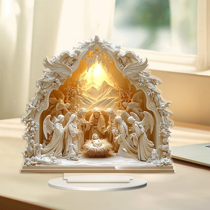 Presepe Bianco Acrilico da Tavolo Natalizio