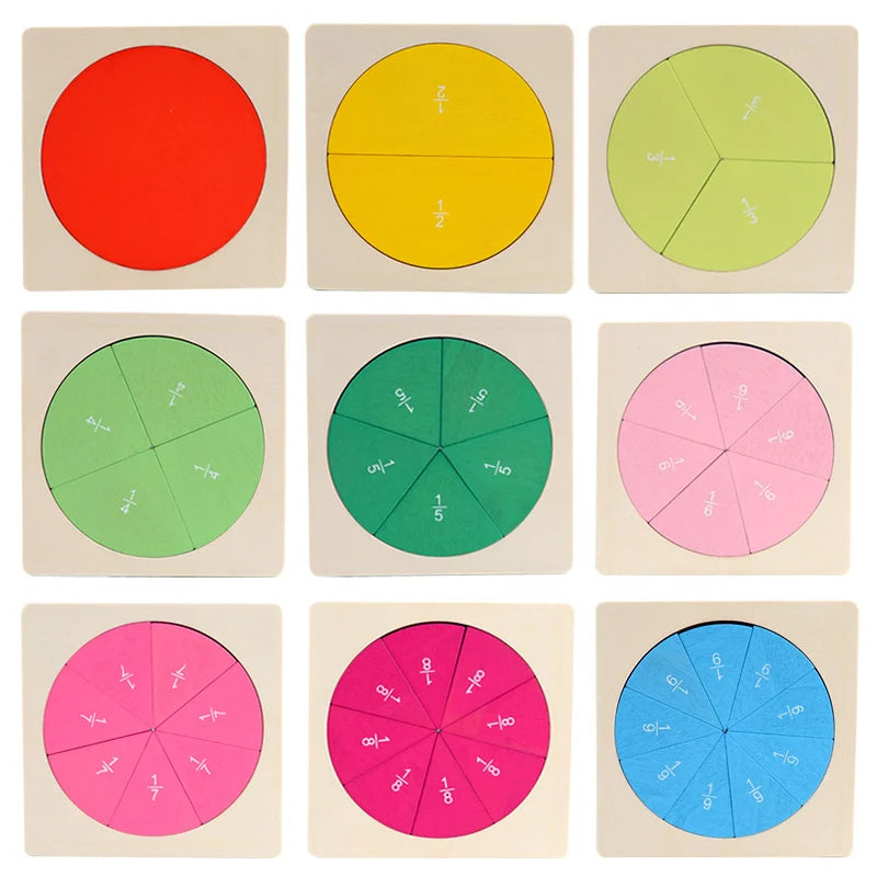 Puzzle in Legno Montessoriano per Frazioni. La Matematica Diventa Visiva e Divertente
