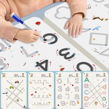 Quaderno Tracciabile Riutilizzabile Montessori. Gioco Educativo per Bambini dai 3 ai 6 Anni