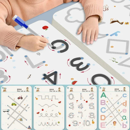 Quaderno Tracciabile Riutilizzabile Montessori. Gioco Educativo per Bambini dai 3 ai 6 Anni