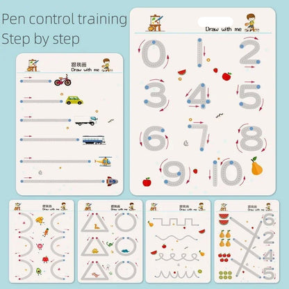 Quaderno Tracciabile Riutilizzabile Montessori. Gioco Educativo per Bambini dai 3 ai 6 Anni