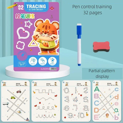 Quaderno Tracciabile Riutilizzabile Montessori. Gioco Educativo per Bambini dai 3 ai 6 Anni