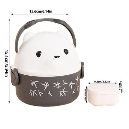 1Pcs New Eyeglass Bear Thermal Bento Box Children 1/2/3 Layers Lunch Box Portable Stackable Food Storage Container