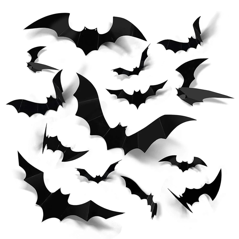 Decorazioni Halloween Pipistrelli 3D. Adesivi da Parete Spaventosi
