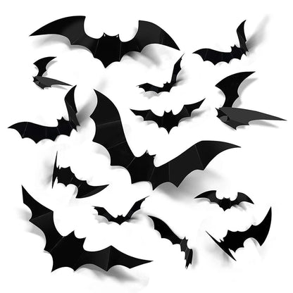 Decorazioni Halloween Pipistrelli 3D. Adesivi da Parete Spaventosi