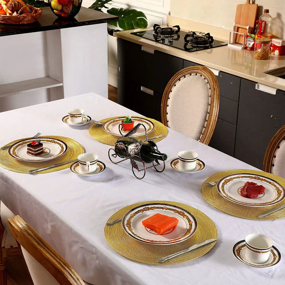 Rustico Chic: Set 6 Tovagliette Rotonde Intrecciate. 34CM di Stile e Resistenza