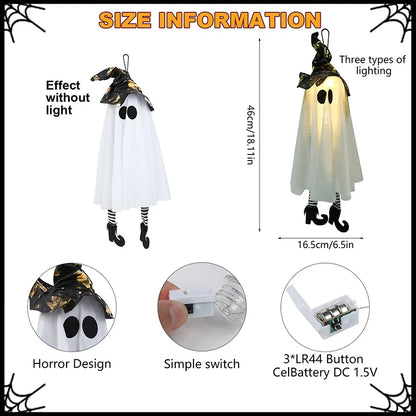 LED Light-Up Halloween Witch Ghost. Scary Hanging Ornaments