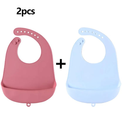 1/2pcs Food Grade Silicone Baby Eating Bibs Easy to Clean Baby Bibs Drool Towels Waterproof Children Silicone Drool Bibs
