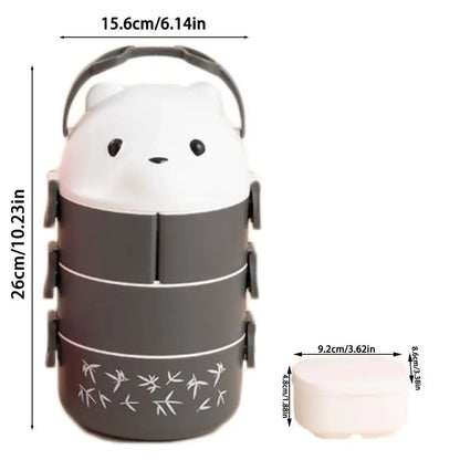 1Pcs New Eyeglass Bear Thermal Bento Box Children 1/2/3 Layers Lunch Box Portable Stackable Food Storage Container