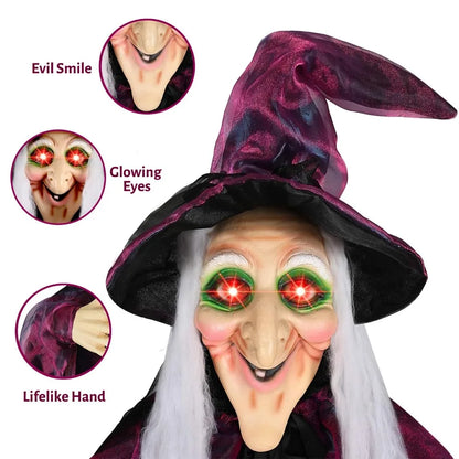 Life-Size Talking Witch Halloween Decor – Spooky Animated Prop
