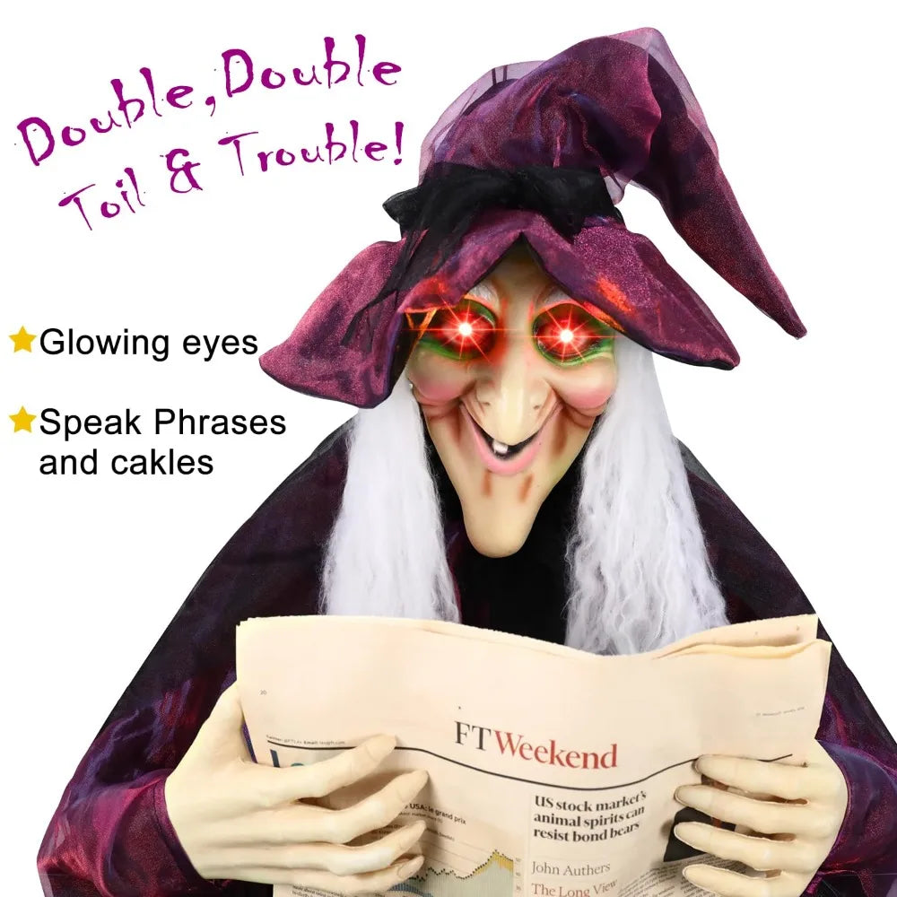 Life-Size Talking Witch Halloween Decor – Spooky Animated Prop