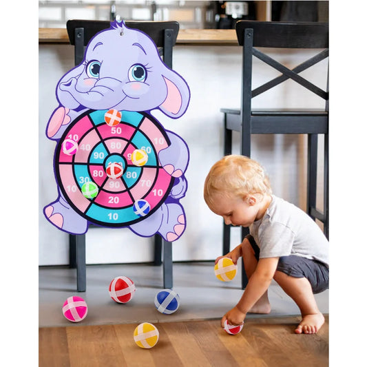 Kids’ Cartoon Animal Dart Board with Sticky Balls – Safe, Smart, and Super Fun! 🦊🧠