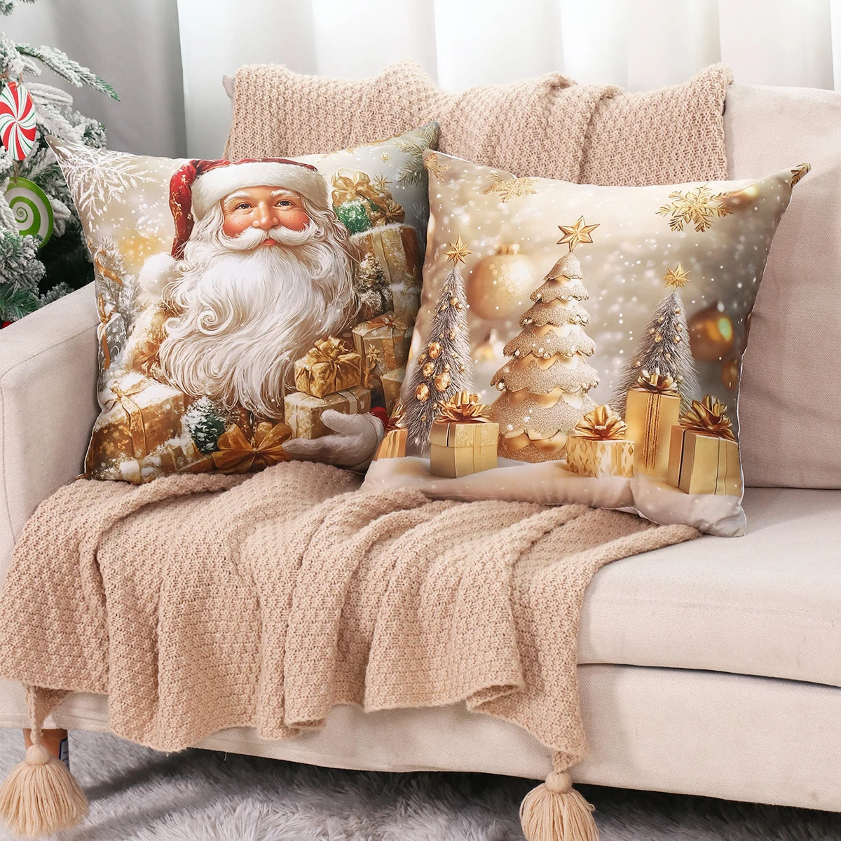 Federe Copricuscini Divano. Set 4 Copricuscini Natale