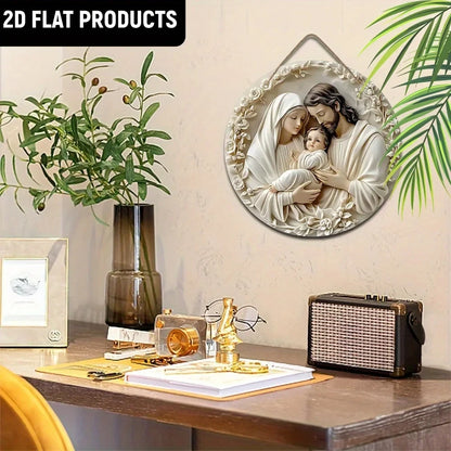 Decorazioni Natalizie. Targa Natalizia Legno Fede Famiglia 20cm