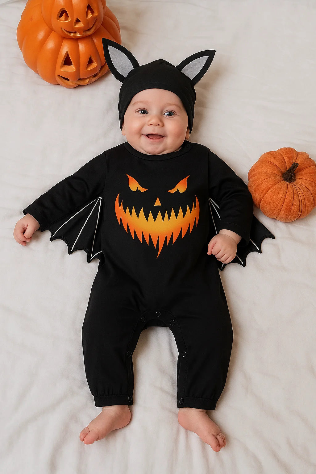Costume Halloween Pipistrello Neonato con Cappuccio! Costume Vampiro.