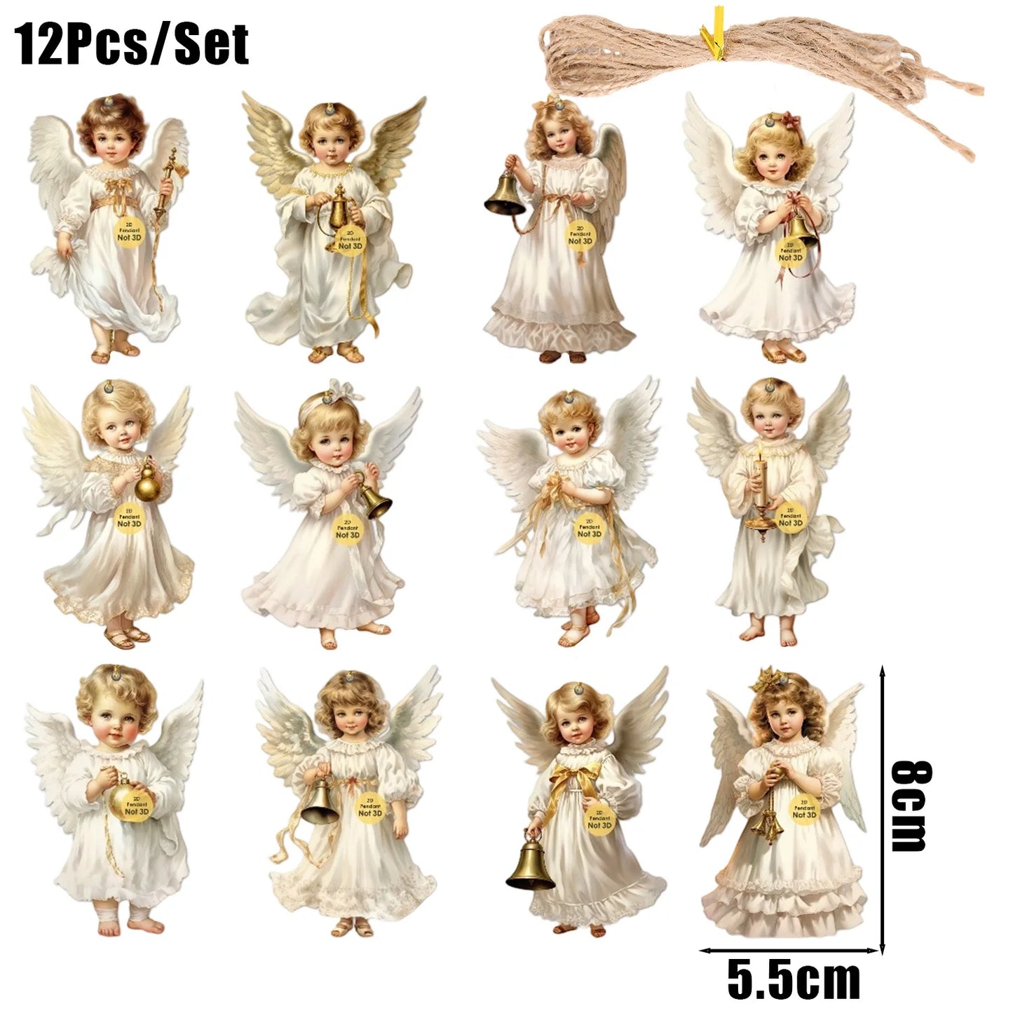 Addobbi di Natale in legno per l'albero: Angelo Vintage