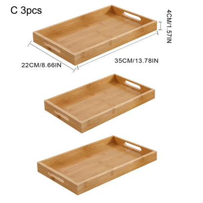Vassoio in Bambù con Manici. Organizer Elegante per Cucina o Sala da Pranzo