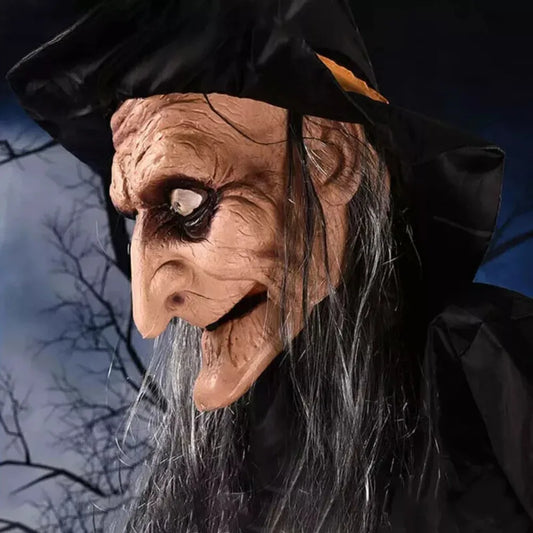 Life-Size Talking Witch Halloween Decor – Spooky Animated Prop