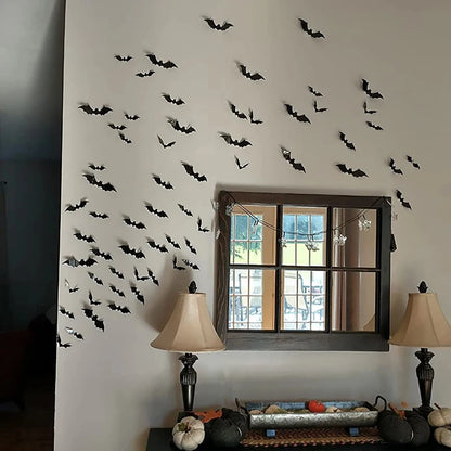 Decorazioni Halloween Pipistrelli 3D. Adesivi da Parete Spaventosi