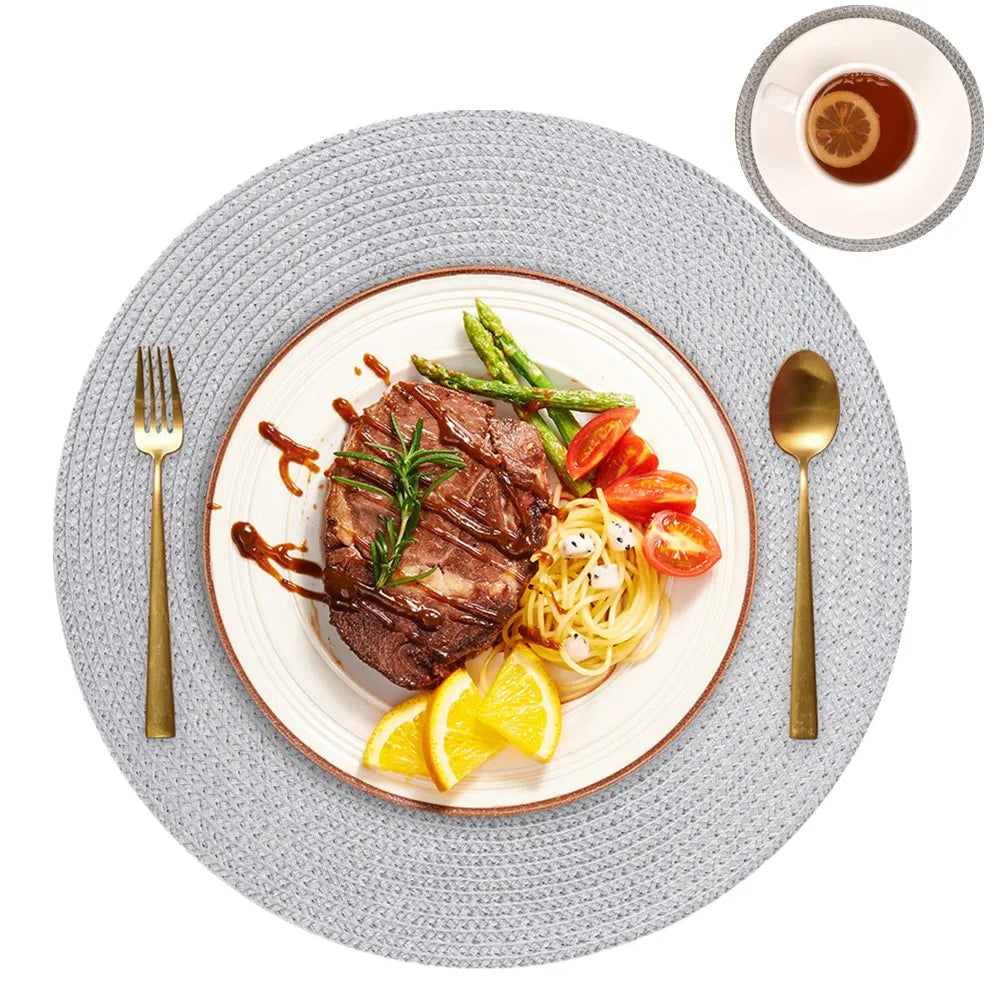 Rustico Chic: Set 6 Tovagliette Rotonde Intrecciate. 34CM di Stile e Resistenza