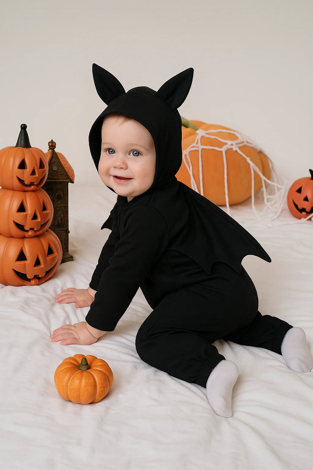 Costume Halloween Pipistrello Neonato con Cappuccio! Costume Vampiro.