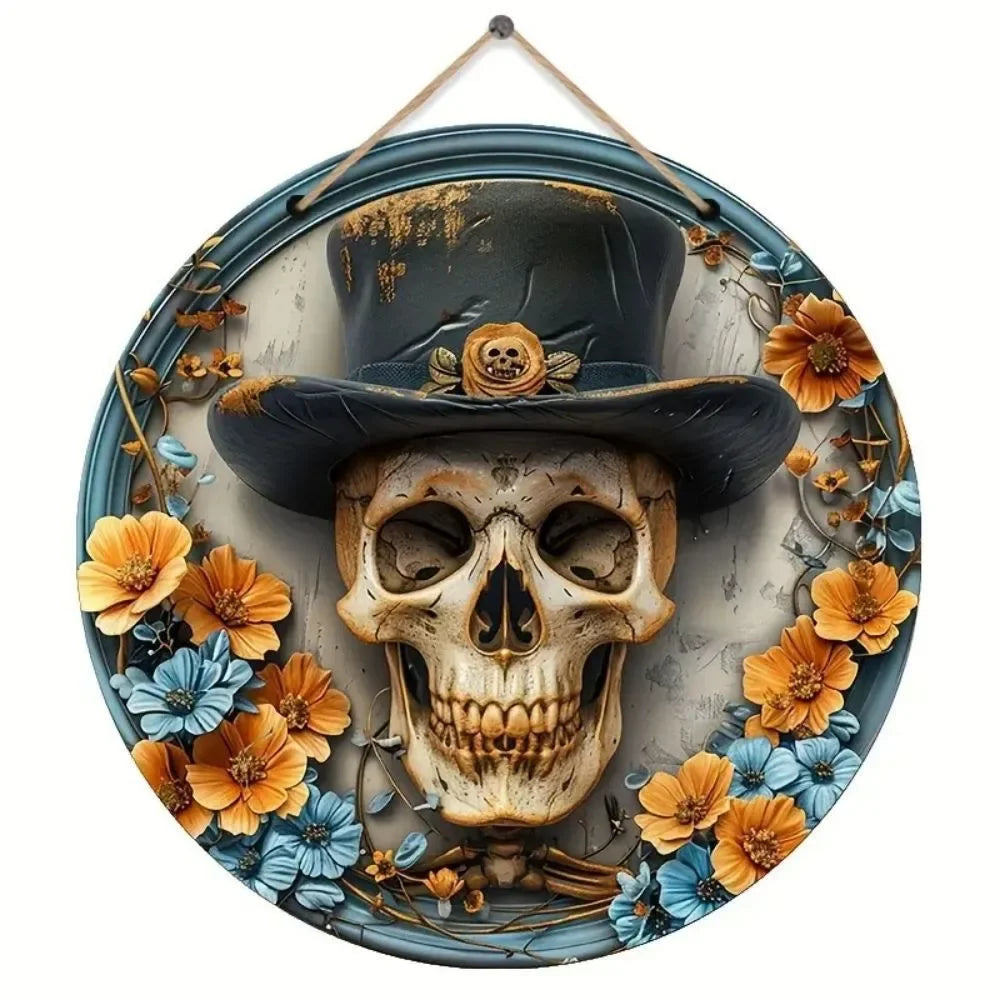 Wooden Halloween Wreath. Ghost & Pumpkin Decor 20x20cm