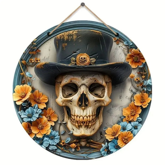 Wooden Halloween Wreath. Ghost & Pumpkin Decor 20x20cm