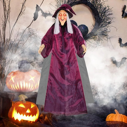 Life-Size Talking Witch Halloween Decor – Spooky Animated Prop