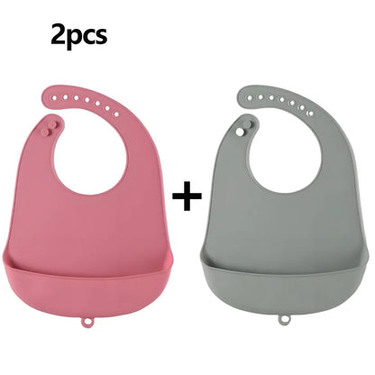 1/2pcs Food Grade Silicone Baby Eating Bibs Easy to Clean Baby Bibs Drool Towels Waterproof Children Silicone Drool Bibs