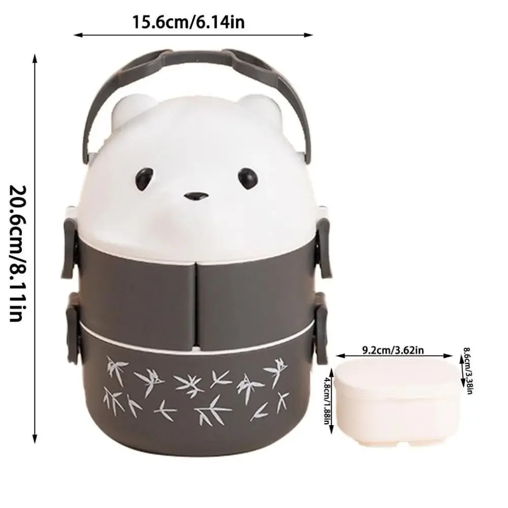 1Pcs New Eyeglass Bear Thermal Bento Box Children 1/2/3 Layers Lunch Box Portable Stackable Food Storage Container