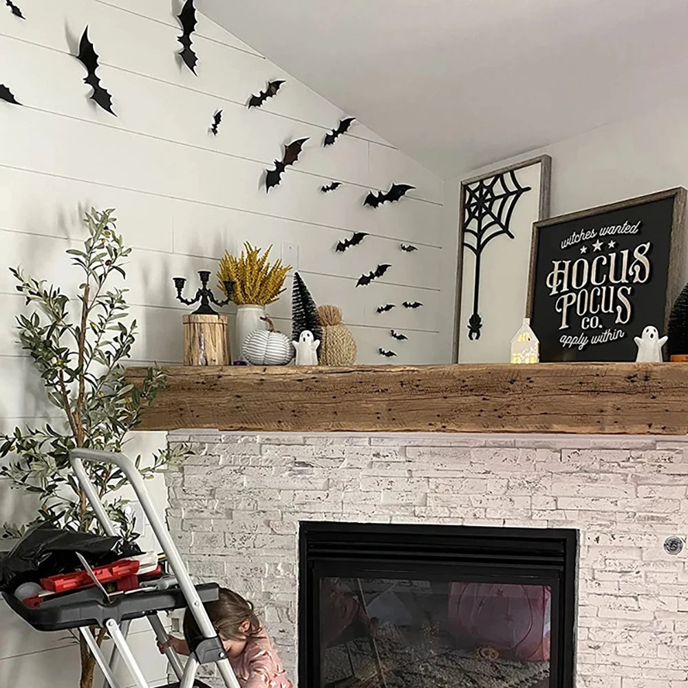 Decorazioni Halloween Pipistrelli 3D. Adesivi da Parete Spaventosi