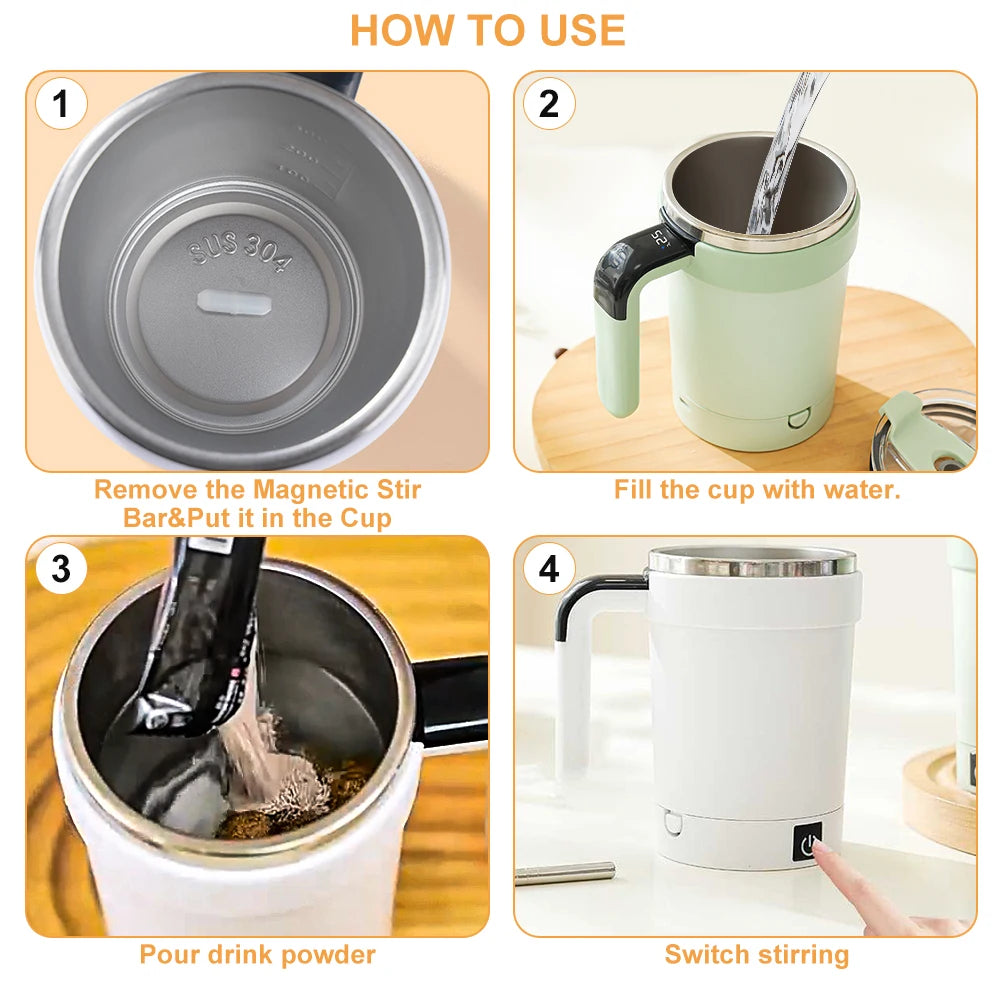 SwirlSip 380ML – The Smart Self-Stirring Mug That Mixes While You Relax