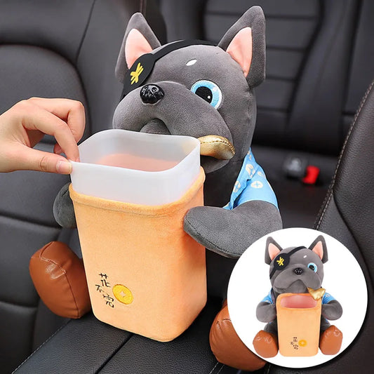 2-in-1 Plush Cartoon Car Tissue Box & Trash Can. Adorable, Practical & Space-Saving!