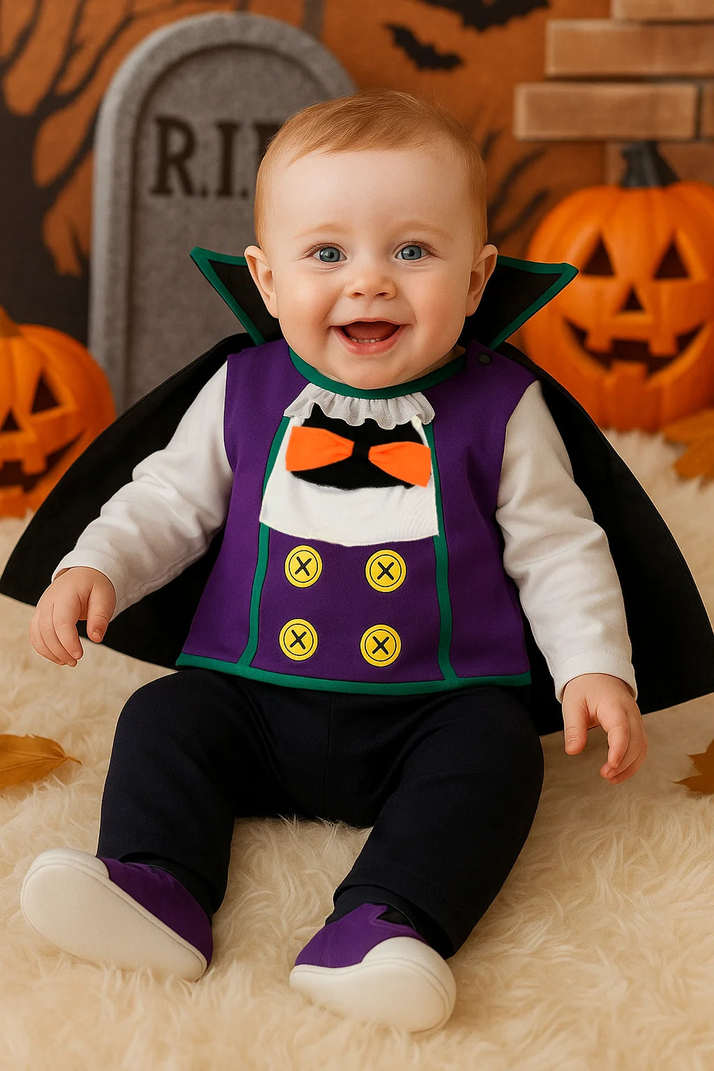 Costume Halloween Pipistrello Neonato con Cappuccio! Costume Vampiro.