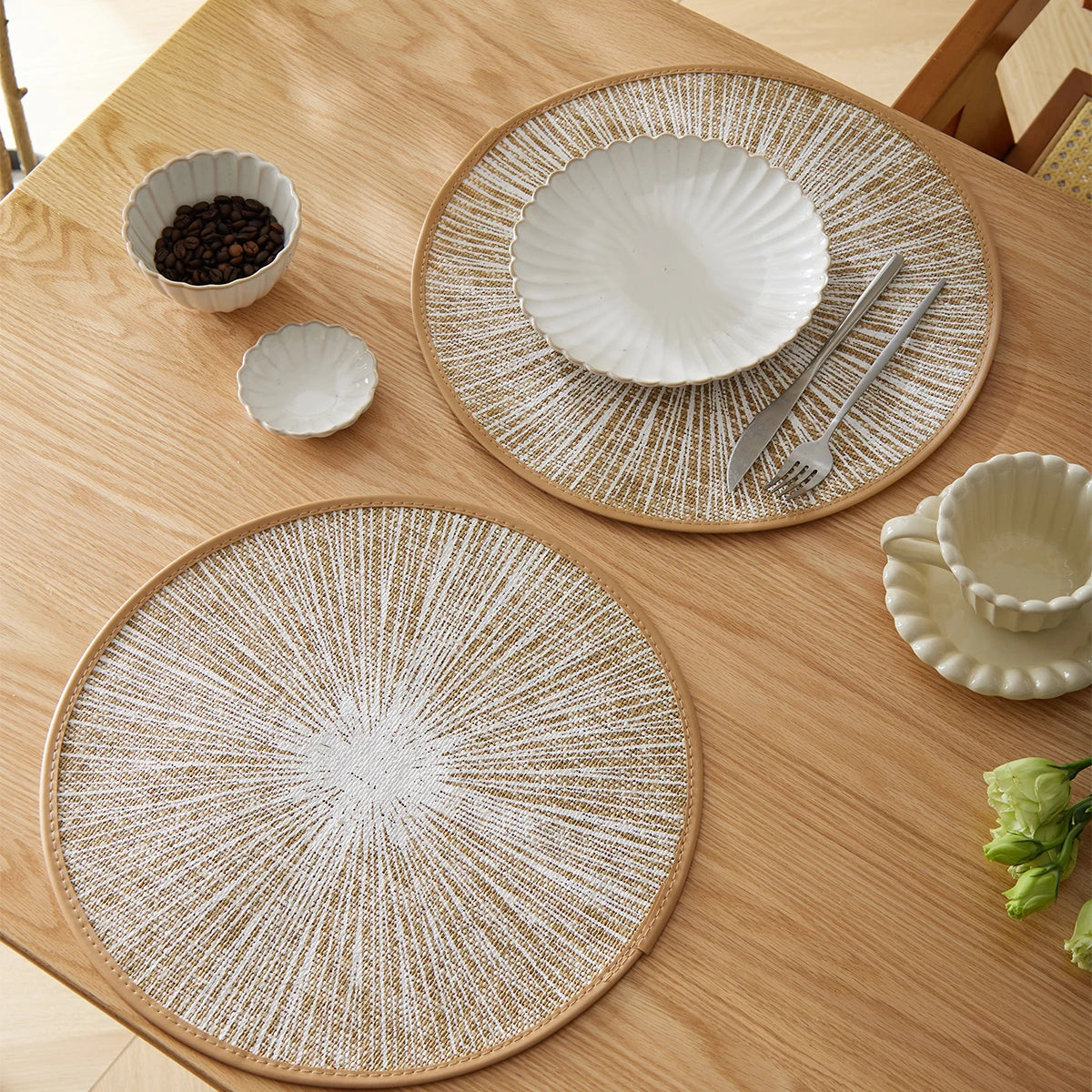 Set Tovagliette Rotonde in Juta Macramè Boho (2/4/6/8 Pezzi)