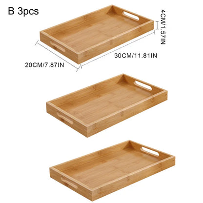 Vassoio in Bambù con Manici. Organizer Elegante per Cucina o Sala da Pranzo