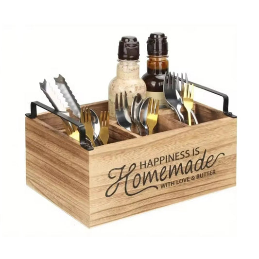 Rustic Order. Scatola Organizer in Legno per Utensili e Oggetti Vari per Cucina o Coffee Bar