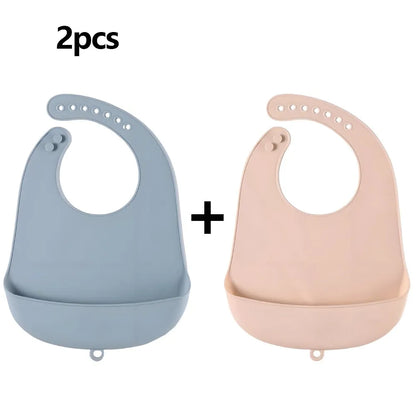1/2pcs Food Grade Silicone Baby Eating Bibs Easy to Clean Baby Bibs Drool Towels Waterproof Children Silicone Drool Bibs