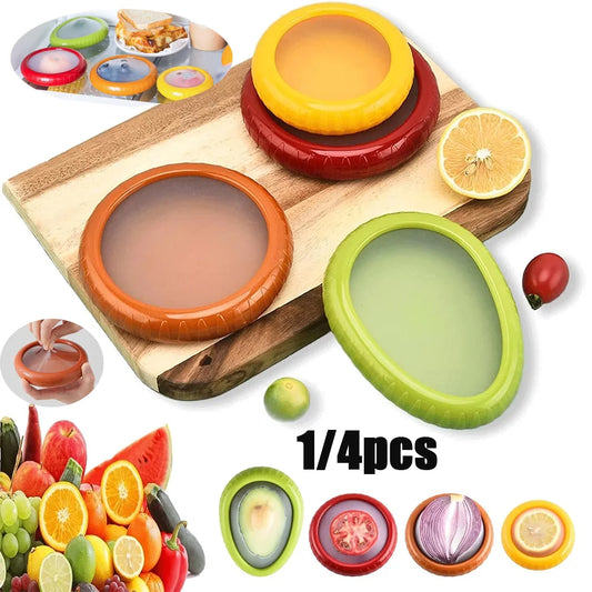1/4Pc Silicone Fruit and Vegetable Fresh-Keeping Box. Portable Food Storage Container Set