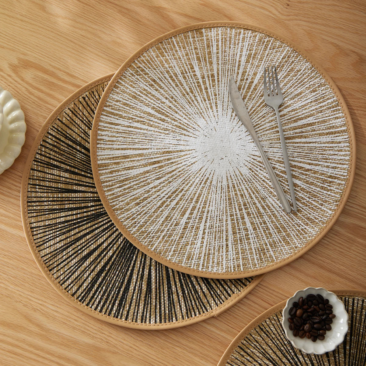 Set Tovagliette Rotonde in Juta Macramè Boho (2/4/6/8 Pezzi)