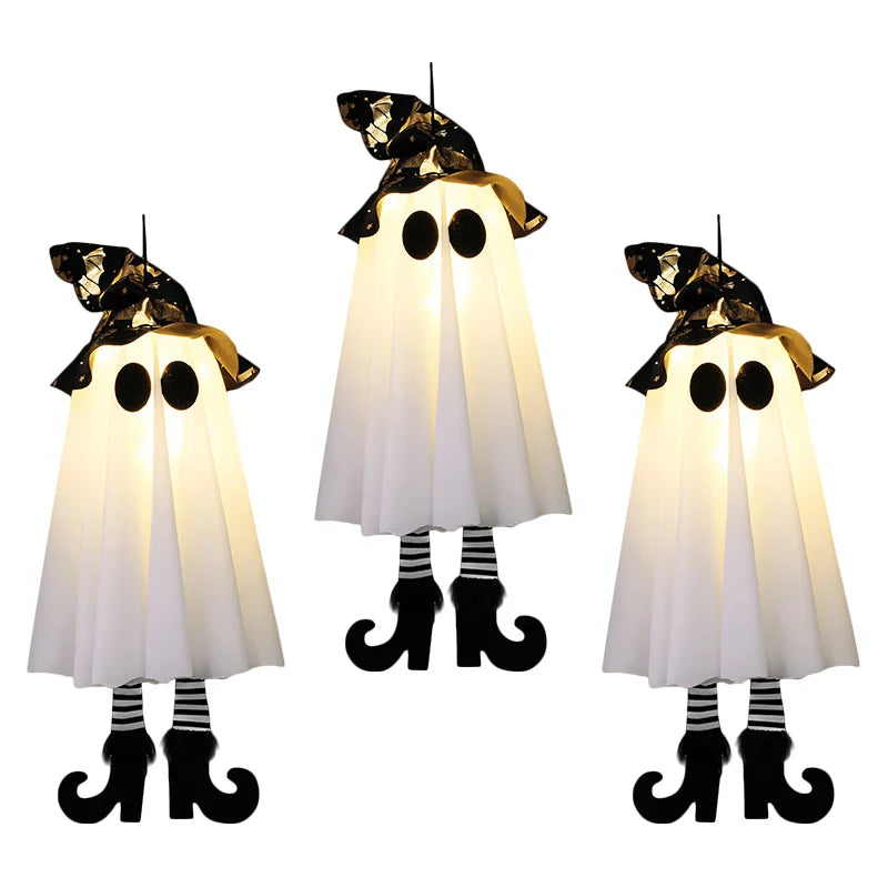 LED Light-Up Halloween Witch Ghost. Scary Hanging Ornaments
