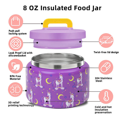 Porta merenda Bambini. Bento Lunch Box con Barattolo Isotermico