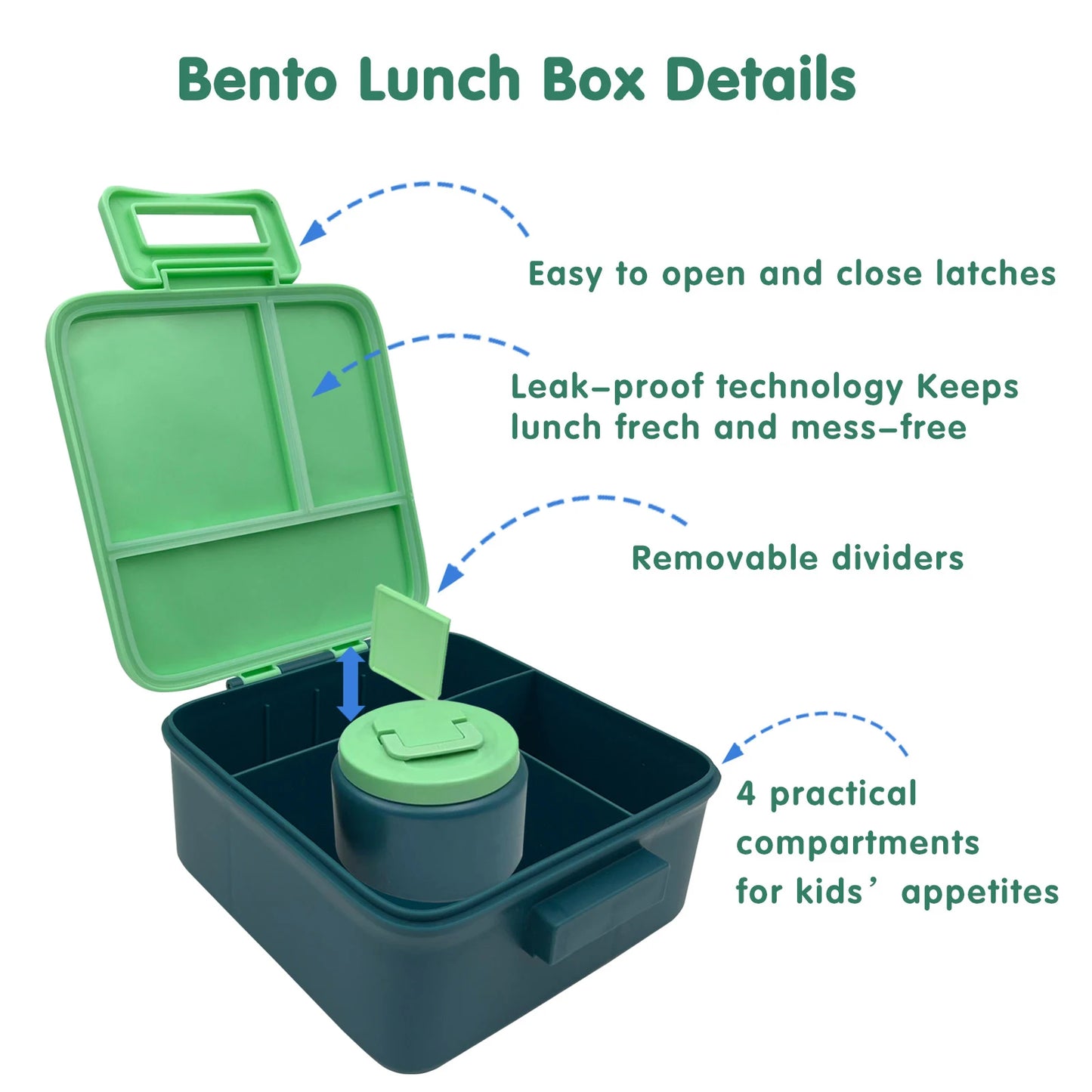 Porta merenda Bambini. Bento Lunch Box con Barattolo Isotermico