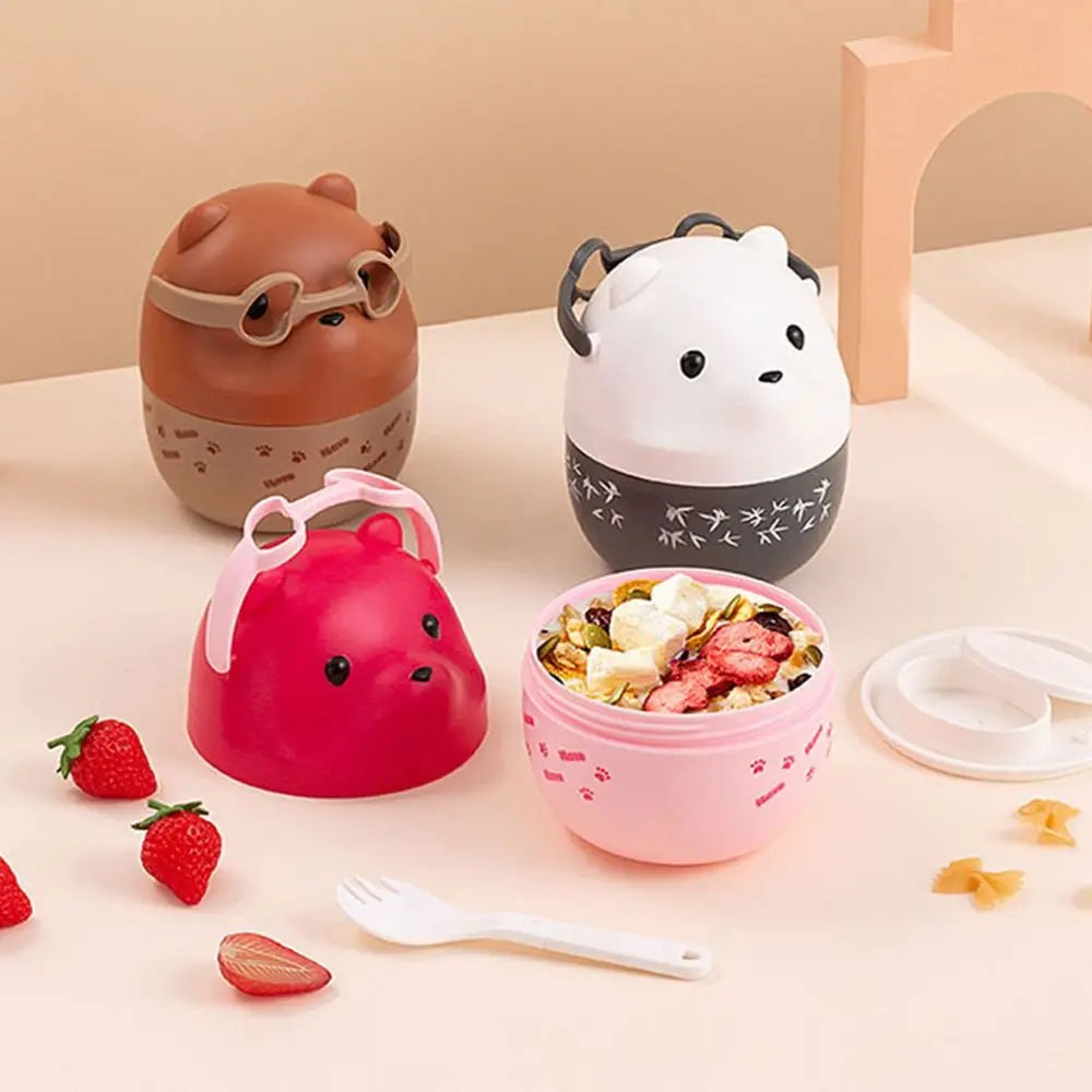 Bear Eyeglass Bento Box Termica per Bambini. Porta Merenda Impermeabile e Impilabile