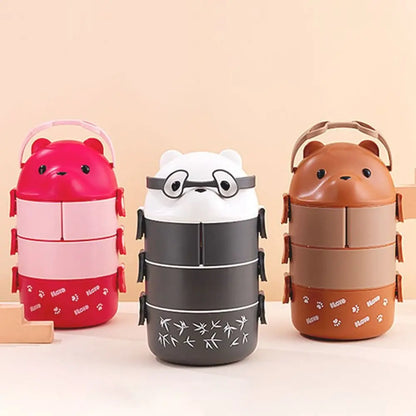 Bear Eyeglass Bento Box Termica per Bambini. Porta Merenda Impermeabile e Impilabile
