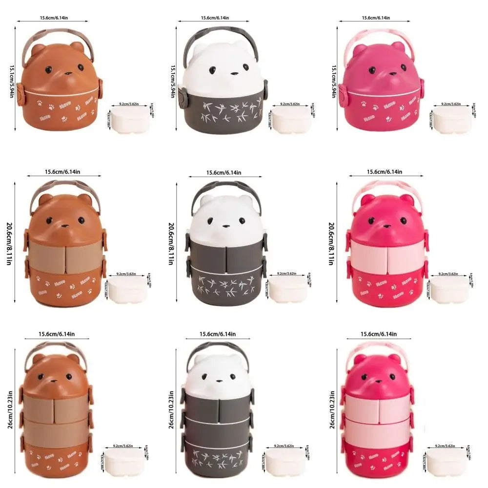 Bear Eyeglass Bento Box Termica per Bambini. Porta Merenda Impermeabile e Impilabile