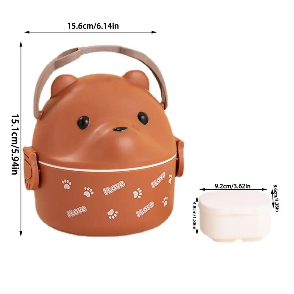 Bear Eyeglass Bento Box Termica per Bambini. Porta Merenda Impermeabile e Impilabile