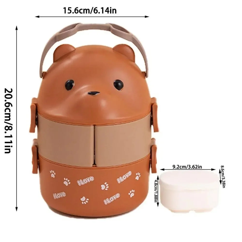 Bear Eyeglass Bento Box Termica per Bambini. Porta Merenda Impermeabile e Impilabile